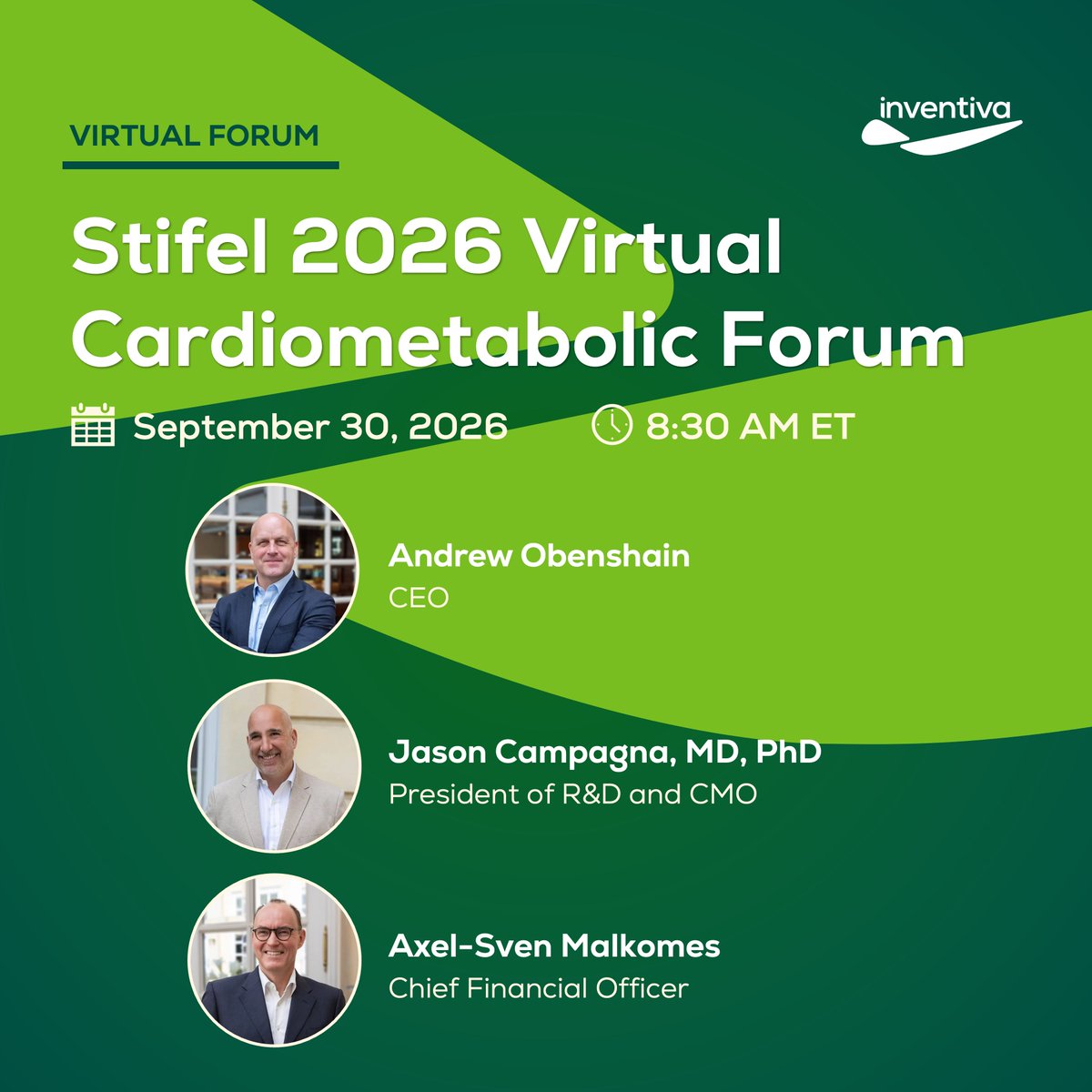 InventivaPharma's tweet photo. Inventiva will be presenting at the Stifel 2026 Virtual Cardiometabolic Forum on September 30 at 8:30 AM ET.
For more information, please visit our website: https://t.co/u32FYOSpN3
#Inventiva #MASH https://t.co/7D5c5u9xOP