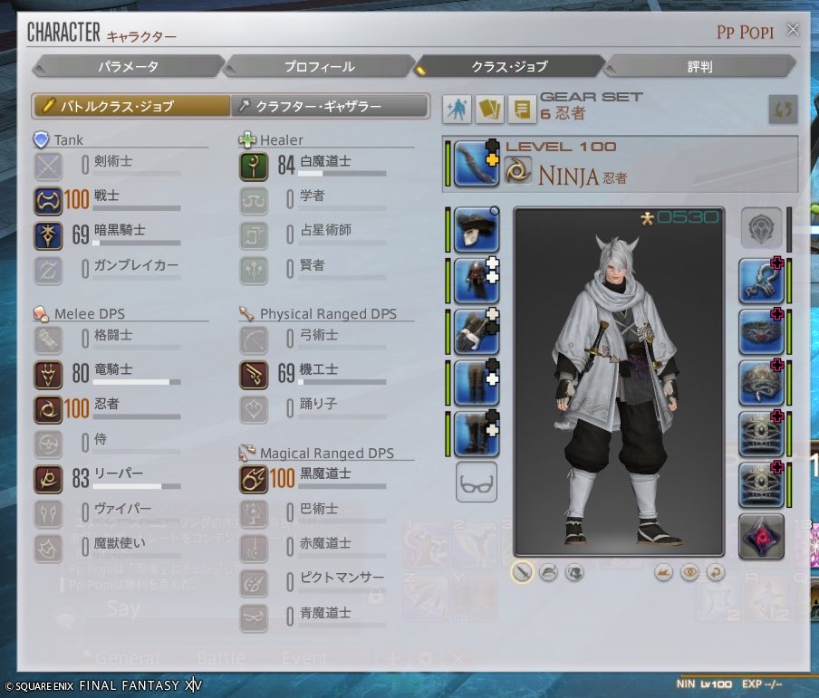 neko251322's tweet photo. メインジョブもといソウルジョブである
忍者ついに100レベ到達！🙌
経験値もったいないけど暁月ストーリーは一番好きな忍者で駆け抜けます🔥 https://t.co/JPDLLWErGH