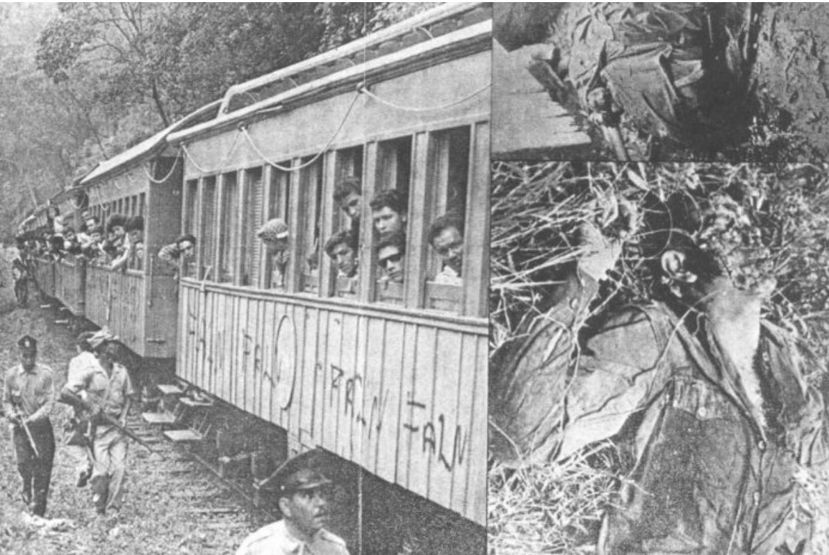 AmericoDeGrazia's tweet photo. #29Sep1963
Asalto al tren de El Encanto, Ccs.
15 terroristas de la FALN tomaron el tren turístico de paseos dominicales, encabezados por Guillermo García Ponce, para apoderarse de las armas de los GN que custodiaban el servicio, con el trágico saldo de 5 oficiales muertos, 2 terroristas,más 8 mujeres y 2 niños heridos. La incipiente democracia intentaba consolidarse. Defenderla fue una tarea compleja. HOY esos personajes que asaltaron el tren, encantaron a VZ y conservan el poder sistematizando  la tragedia durante 27 años. 
@GuayanaLibre21