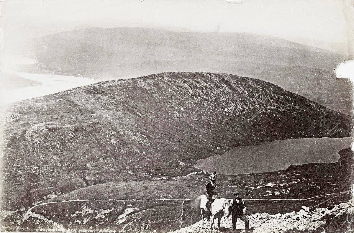 HighlandHistory's tweet photo. Ascending Ben Nevis with Lochan Meall an t-Suidhe on the right, c1898

[photo: Valentine &amp; Sons; source: HLH Archives, D1751/2/2/5] https://t.co/vW9tu3cQyv