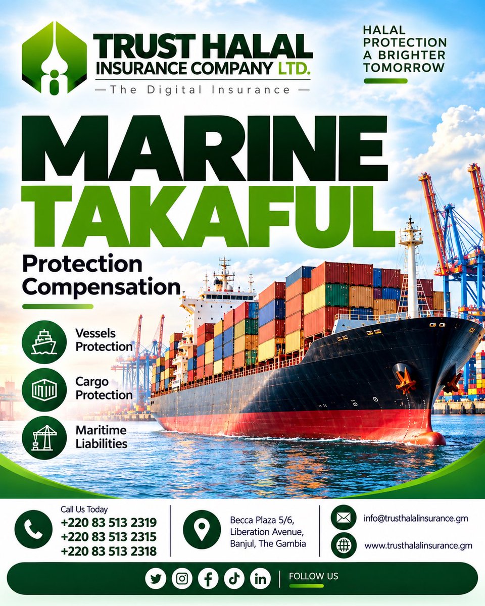 TrustHalalICL's tweet photo. Safeguard your vessels, cargo and maritime interests with Marine Takaful from TRUST HALAL INSURANCE COMPANY LTD.

Our Marine Takaful provides protection and compensation designed to give you greater confidence throughout your maritime and cargo operations. https://t.co/BAtQBRZaQs