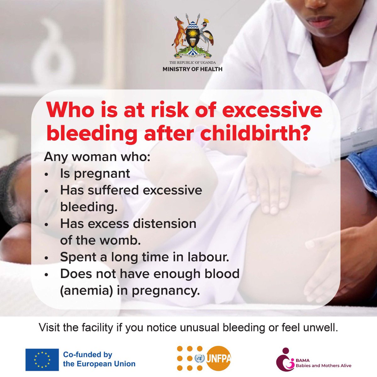 CKainerugaba's tweet photo. Know the signs. Act early. Save a life.
Excessive bleeding after childbirth is a medical emergency.
If you notice the warning signs, seek care immediately.
#PreventPPH #SafeMotherhood #PPHAwareness #MaternalHealth https://t.co/KnC4fupOqP