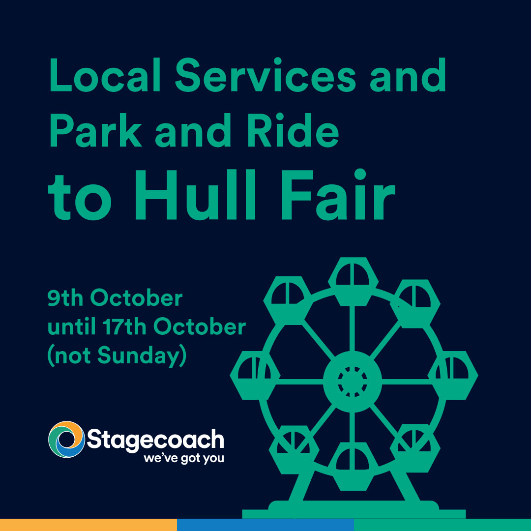 StagecoachEMid's tweet photo. The thrill of the rides.
The smell of candy floss.
The excitement of winning a prize.

Hull Fair is back, and so are our extra buses to help you get there.

Shuttle buses. Direct services. Park &amp; Ride.

Find out more ➜ https://t.co/s5Ppl4dC7h https://t.co/9ic3WxwdtO