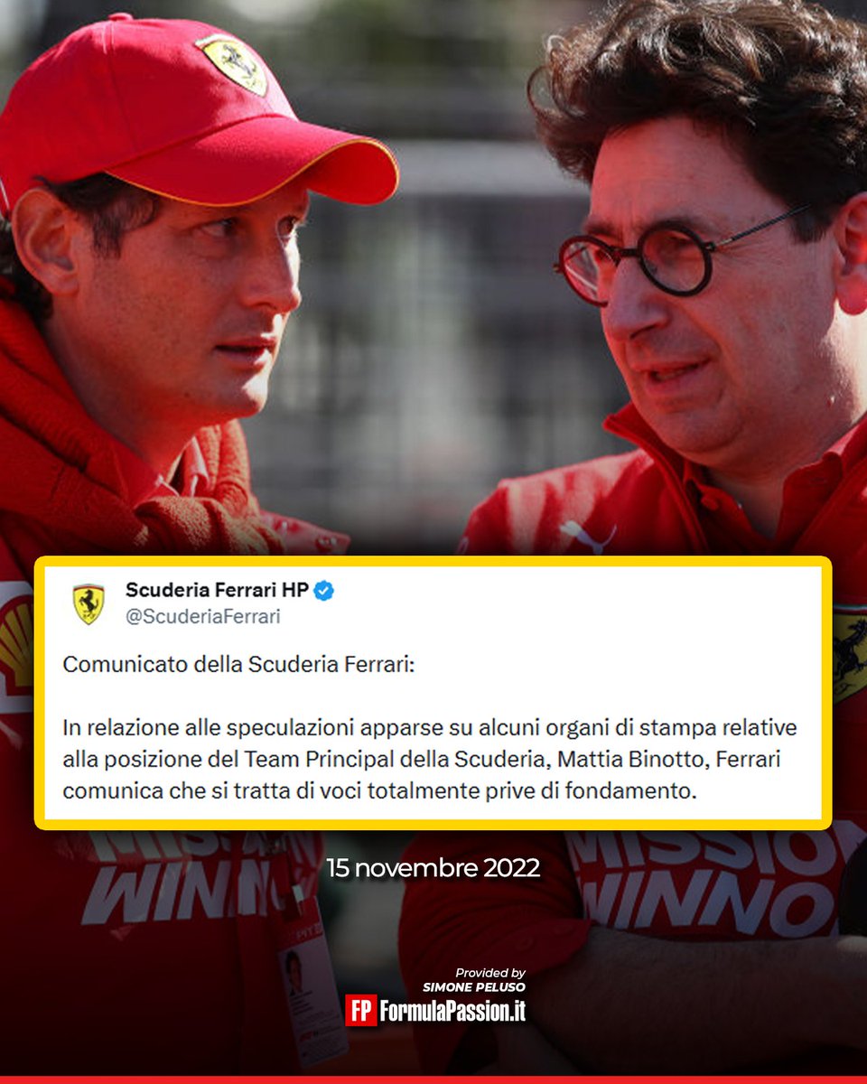 PelusoF1's tweet photo. 👀 ANALOGIE E DIFFERENZE

È arrivata oggi dalla Ferrari la rinnovata fiducia a Frédéric Vasseur dopo le speculazioni recenti alimentate dalla presunta candidatura di Christian Horner.

Vista l'esperienza del recente passato con Mattia Binotto, è lecito chiedersi che valore effettivamente ha la conferma del team principal 😏

#F1 #Ferrari