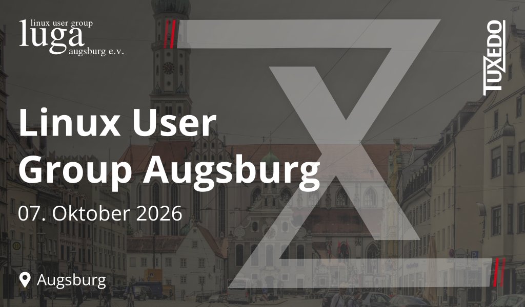 TUXEDOComputers's tweet photo. π§ Wir laden dich ein π§
Komm vorbei und tausche dich mit Linux-Anwendern aus!
@lug_augsburg
Wann: am 7.10.2026 um 19:00 Uhr
Wo: bei TUXEDO Computers in Augsburg
Infos: https://t.co/uxpVgy9fl8
#meeting #linuxtips #linuxtalk https://t.co/JBDTXTFMm5