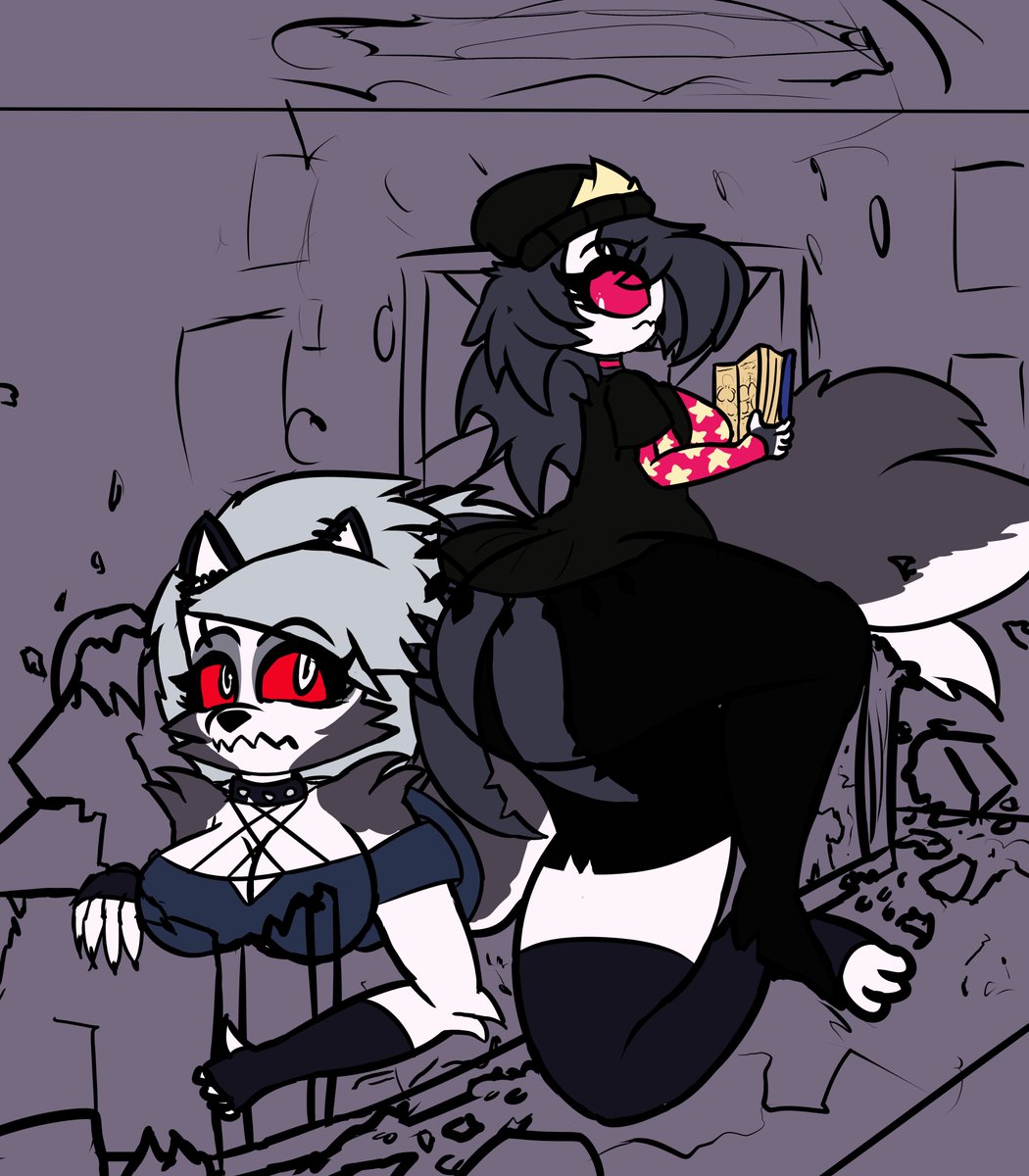 HyperNsfw's tweet photo. Loona and Octavia WIP I'm working on based on the Helluva Boss short that was recently announced.

Where Octavia came in and did a bit of Moon landing only this time the portal went and did more with her and Loona in mind.🍑🍑👀😳👍🤍🖤 https://t.co/yIMZPTrkXw
