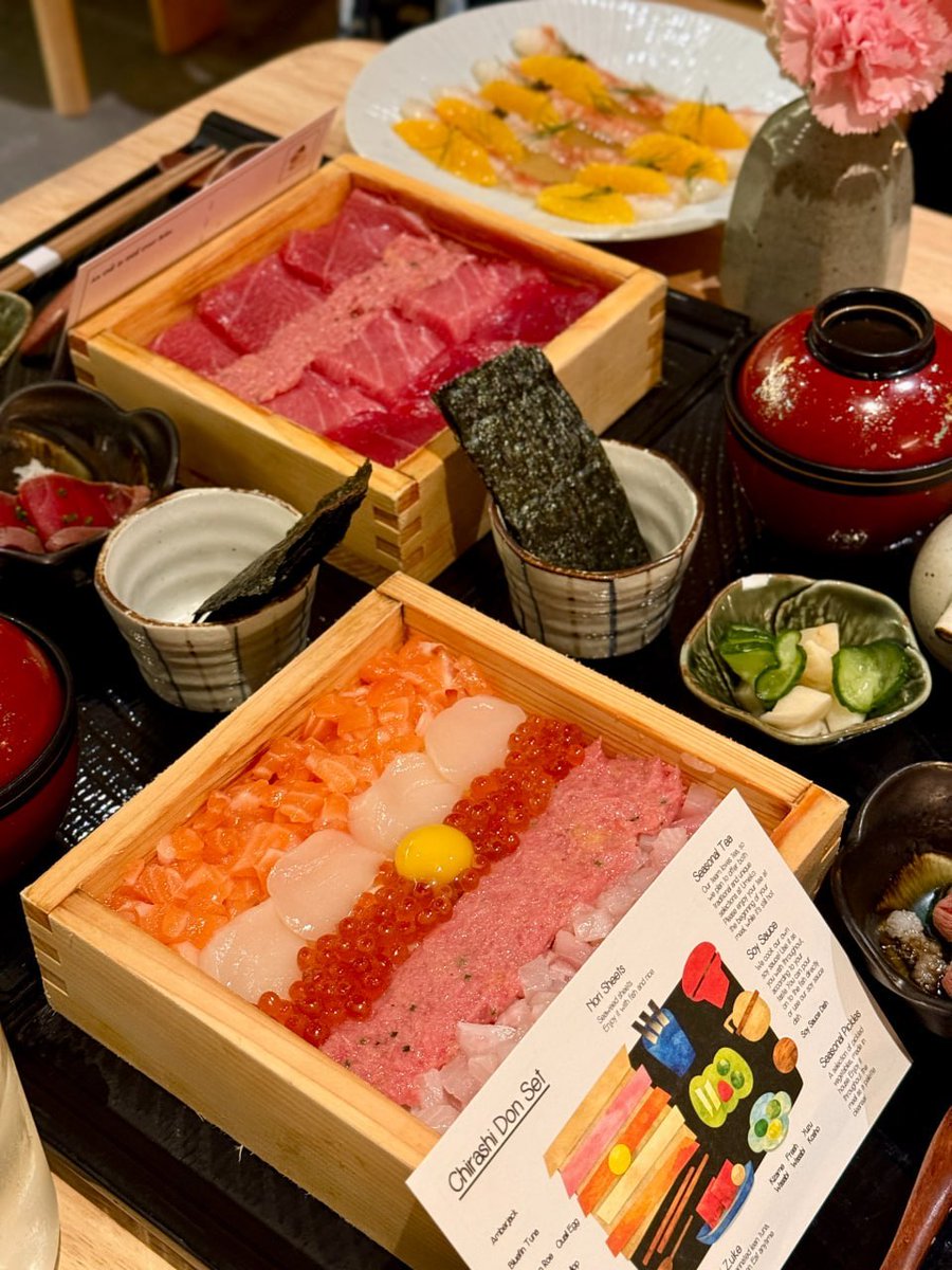 liudabaoo's tweet photo. Good food, better company. Tried this premium Tuna &amp; Chirashi set today. Highly recommend if you love fresh sashimi and beautiful plating! 🥢✨ https://t.co/6WIFVeccyq