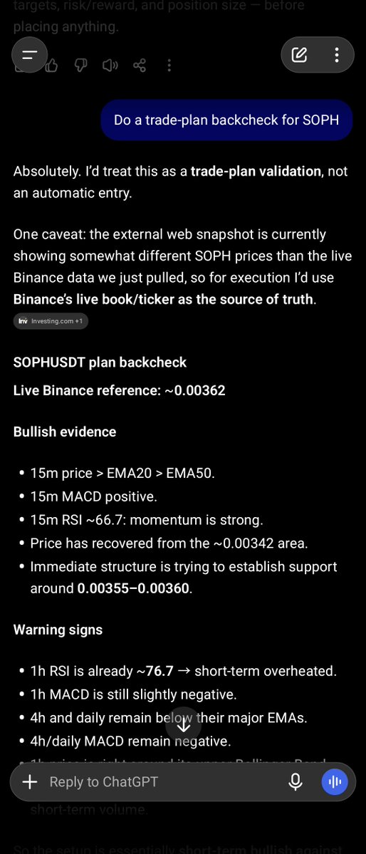TOUFIK_B21's tweet photo. @binance And further more, i get to check all the indicators and back check my trading plan without switching tabs, analysis + risk management notes ..etc , anything i might have missed Agent OS won't miss and it will make sure i notice it ,this was from a trade i excuted today https://t.co/INQ4dSJC7a