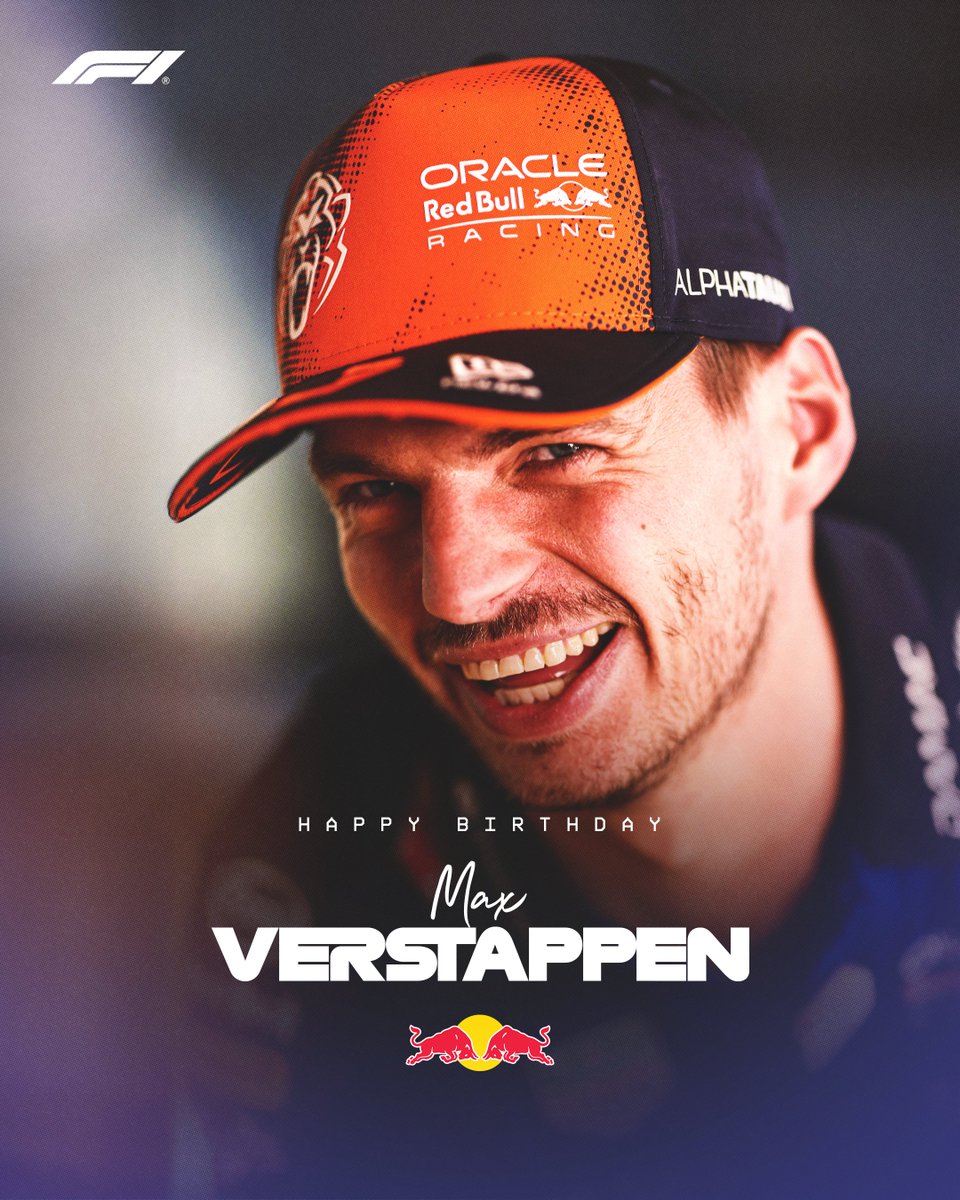 F1's tweet photo. Gefeliciteerd, @Max33Verstappen! 

Our four-time champ turns 29 today 🎂

#F1 https://t.co/pfhNpy0NkB