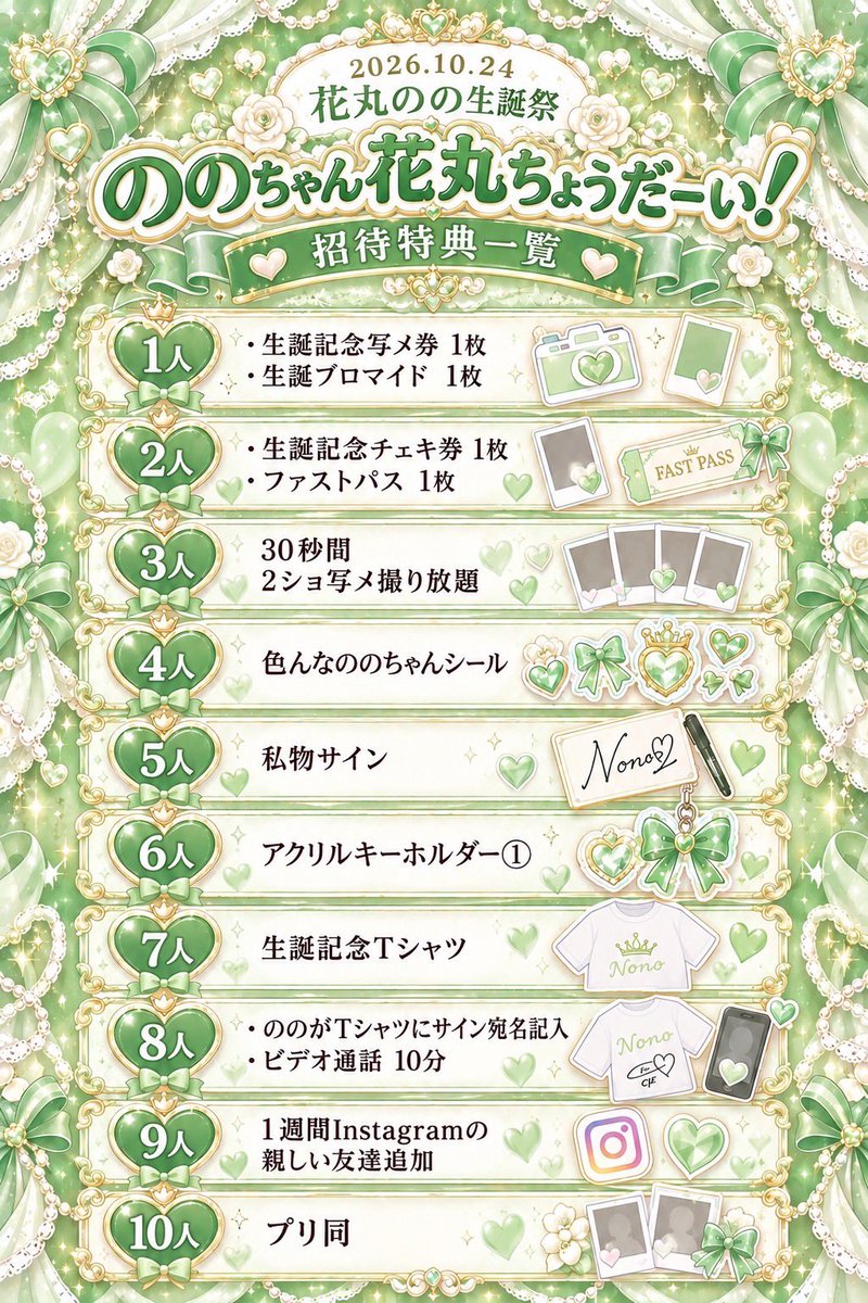 lnan_idol's tweet photo. 【Lって何のLですか？花丸のの生誕祭2026〜ののちゃん花丸ちょうだーい！〜】

花丸ののの生誕祭を開催するにあたり、クラファンを開始いたします！

また、生誕祭当日の招���特典の詳細も公開いたします！

\\クラファン1口6000円//
※10/9(金)23:59締切
🔗https://t.co/BbklVexSda
返礼品は画像をご覧ください

※XのアカウントIDを概要欄に記載お願いします
※商品によっては発送も可能です（その場合は発送費として+600円いただきます）
※生誕祭当日からのお渡しになります。
※発送通知は準備の都合上当日より早く届きますが、ご理解よろしくお願いします
※保存期限は基本的に生誕祭後1ヶ月までになります(ご都合によりご相談にも乗ることは可能です)