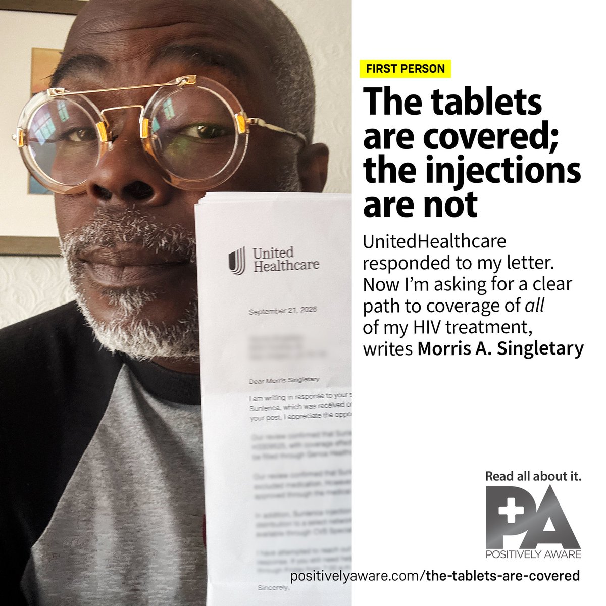 PosAware's tweet photo. After @UHC responded to his open letter, Morris A. Singletary is asking for a clear path to coverage of his complete HIV treatment. In his follow-up for Positively Aware, Morris reflects on what the insurer’s response means—and the questions that remain.
https://t.co/uwsrVXLq99 https://t.co/jVrWRAx2pF