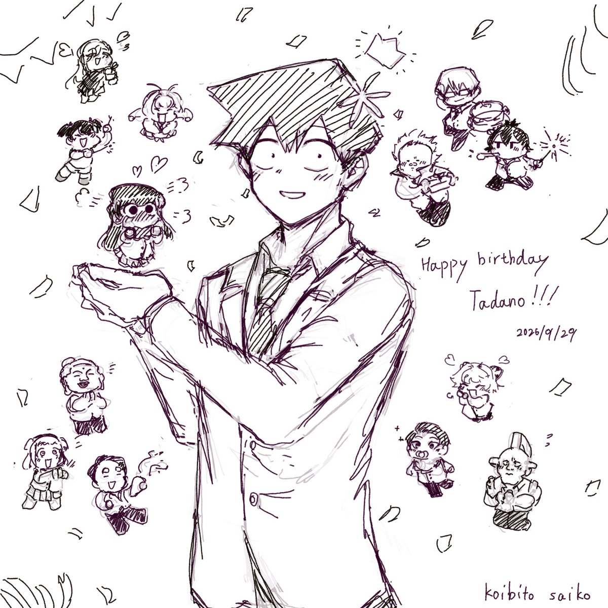 KoibitoSaiko's tweet photo. Happy birthday Tadano!!!

#古見さんはコミュ症です
#古見さん
#KomiCantCommunicate https://t.co/pE9wgEASAw