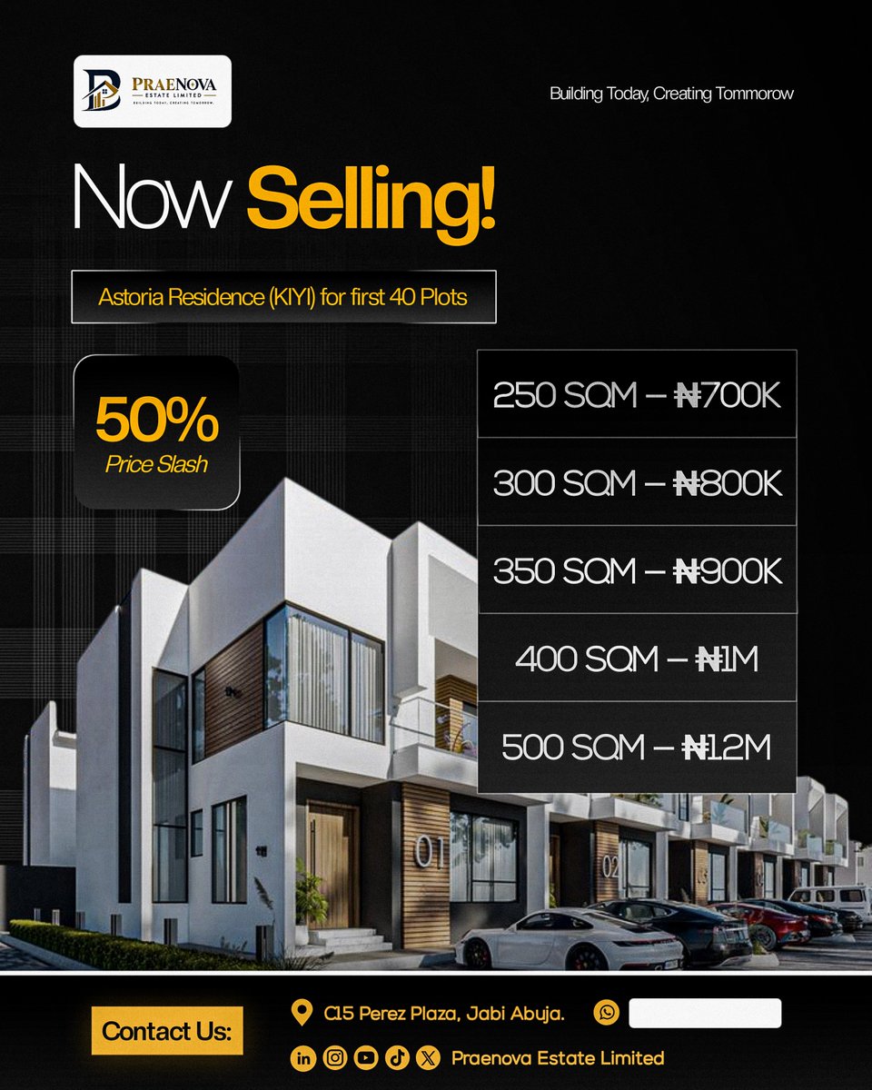 Praenovaestate's tweet photo. Don’t just look at the property. Come inside the opportunity. 👀

Take a closer look at Astoria Residence (KIYI) - now selling for the first 40 plots, with a 50% price slash across available plot sizes.

📲 Send us a DM or call 0706 346 8229 to get started.

#PraeNova https://t.co/E6SRWrXR0s