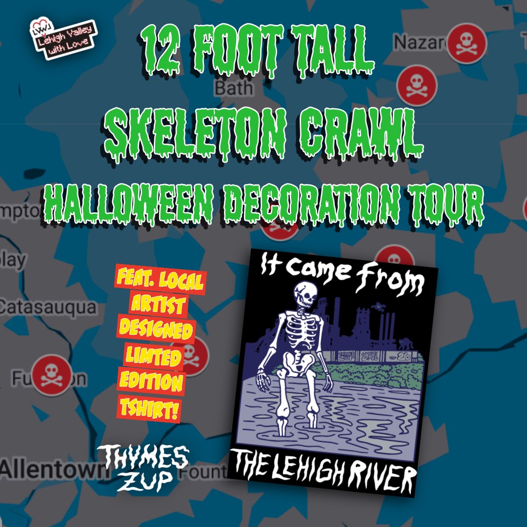 LVwithLove's tweet photo. New on the map: Lucious on Fairland Ave., in Bethlehem  💀

Lucious stays up all year, but for Halloween he’s doing his best to look scary with a hockey mask and a 40-inch machete.

more at https://t.co/MZKJufLkYl

#SkeletonCrawl #LehighValley #BethlehemPA https://t.co/H5tlomBNM7