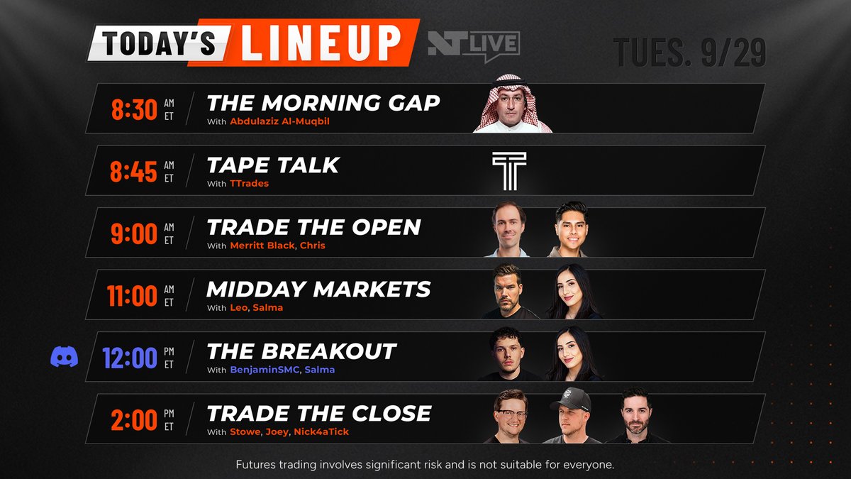 NTLiveMedia's tweet photo. Oil and gas lead the way as @AzizSapphire joins The Morning Gap at 8:30 AM ET. ⛽

Then @TTrades_edu breaks down the tape, followed by @merrittblack + @Trading_Boxes trading the reaction live for Trade the Open. 🙌 

Watch here: https://t.co/8d0rzW9DN1 https://t.co/EOT1mCQMmh