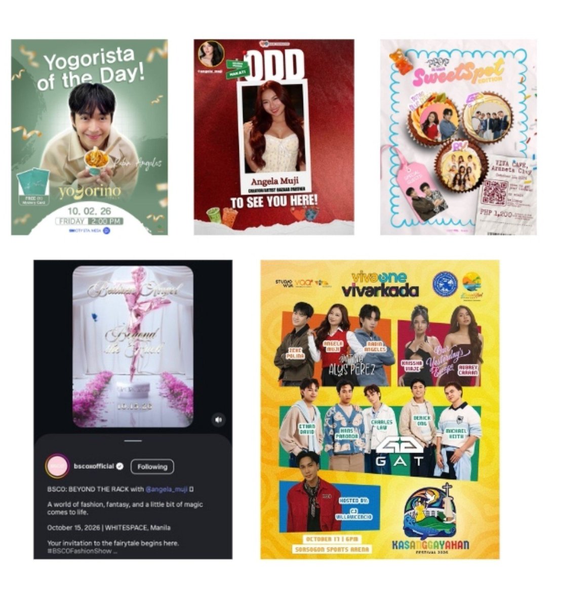 __allforjaja's tweet photo. #RabGel's upcoming events this october

[2] Rabin as yogorista of the day at SM City Sta Mesa
[10] Angela in yakap walks into odd
[10] PPOP It Up: sweet spot edition at viva cafe
[15] Angela in BSCO:Beyond the Rack at whitespace manila 
[17] Kasanggayahan Festival in Sorsogon https://t.co/TFntCHcKAN