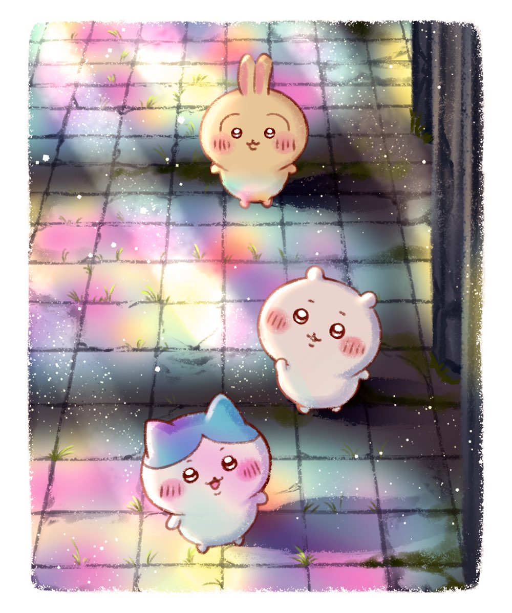 matatabiice's tweet photo. 別垢に上げてたちいかわファンアート

ステンドグラスがキレイだね✨
もう使われてないみたいだけど、何の場所だったんだろう？ https://t.co/XJdYFFlXSR