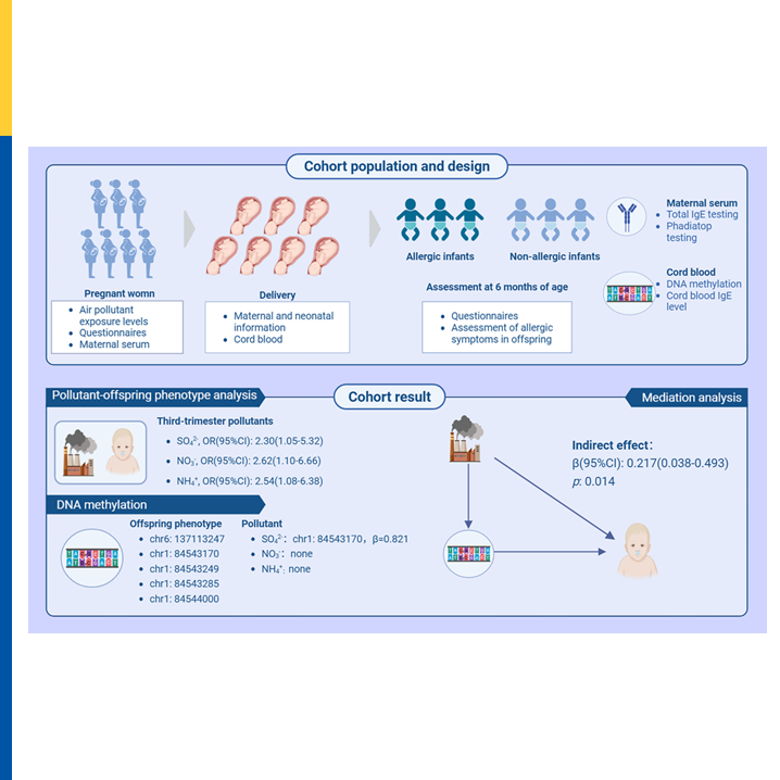 pai_eaaci's tweet photo. Prenatal air pollution, epigenetic changes, and early allergy. 🌬️
This study identifies cord blood DNA #methylation at #PRKACB as a potential #MolecularMechanism linking prenatal #SulfateExposure with #AllergicSymptoms in #earlyinfancy.
Read more 📖 https://t.co/LAyq00r8Ag
#PAI_Journal #Epigenetics #InfantAllergy #AirPollution #cordblood #DNAmethylation #Shanghai