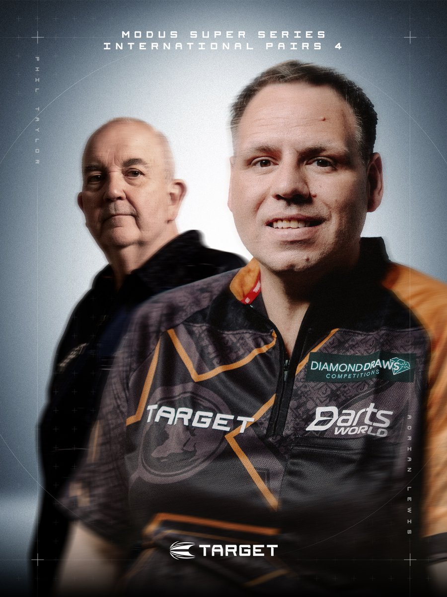 TargetDarts's tweet photo. THE GOAT IS BACK! 🐐

Phil Taylor 🤝 Adrian Lewis

✅ 4 World Cups
⏳ International Pairs

The iconic duo will reunite at the MODUS Super Series International Pairs this November!

We’re already counting down the days 🔥

#TeamTarget https://t.co/jRBqlzEwDm
