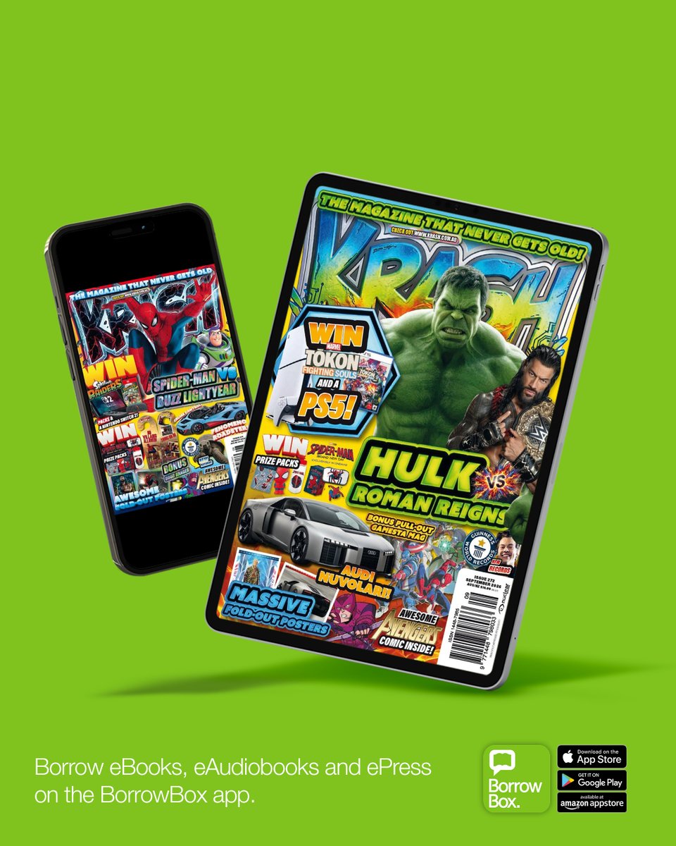 BorrowBox's tweet photo. Dive into WWE, anime, gaming, sport, comics and more with KRASH. Get stuck into a fun, action-packed eMagazine anytime on #BorrowBox. https://t.co/JFA9rzpAYQ