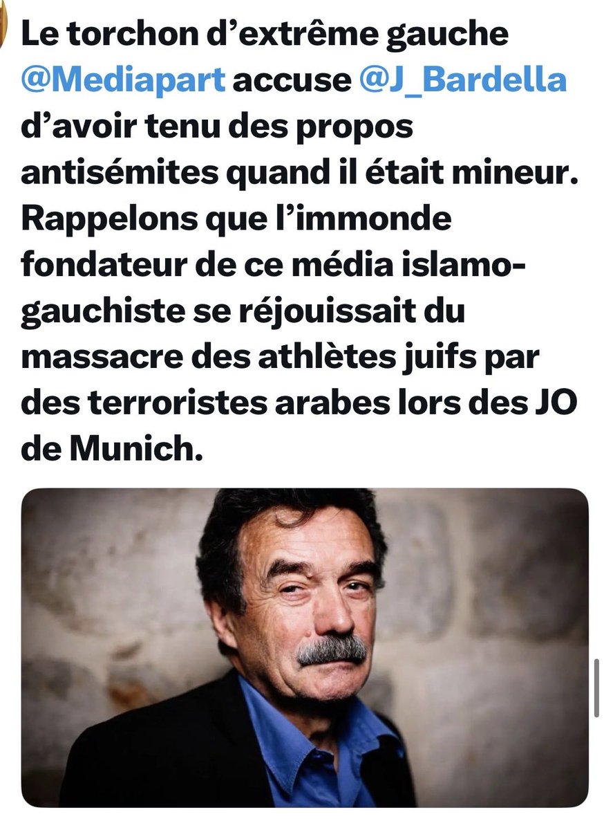 JefHugo99582's tweet photo. PLENEL, PROPRIÉTAIRE DE MEDIAPART, S’ÉTAIT RÉJOUI PUBLIQUEMENT DE L’ATTENTAT DE MUNICH, AU COURS DUQUEL DES TERRORISTES ISLAMISTES, AVAIENT ASSASSINÉ 11 ATHLÈTES ISRAÉLIENS .. 
TUER DES JUIFS, POUR PLENEL, C’EST BIEN !!! https://t.co/WVZGANZ3Ue
