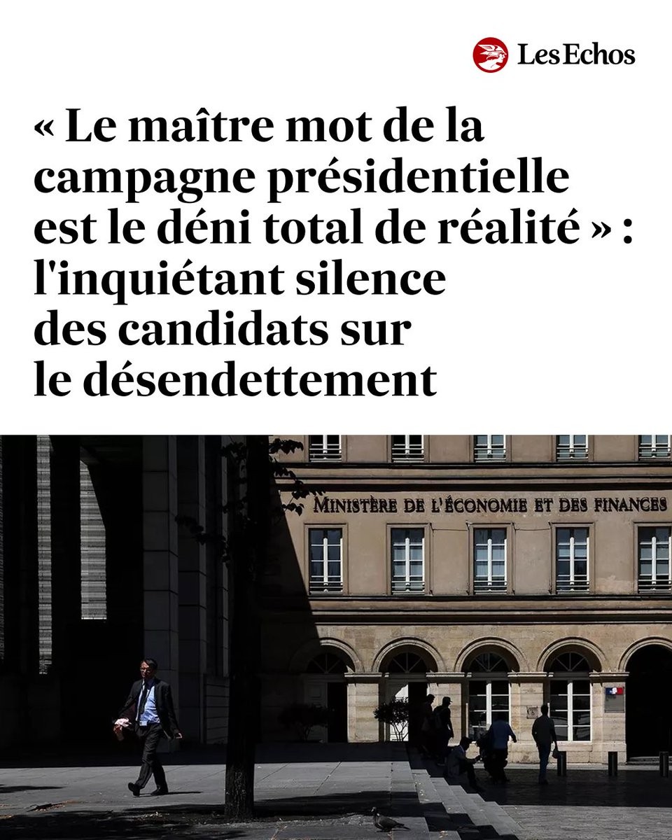 LesEchos's tweet photo. 💸 Qui que soit le prochain locataire de l'Elysée, il devra redresser des finances publiques en piteux état. L'effort est chiffré autour de 126 milliards d'euros sur cinq ans. ➡️ https://t.co/PyQYmymHZo https://t.co/EBoEwMLdYj