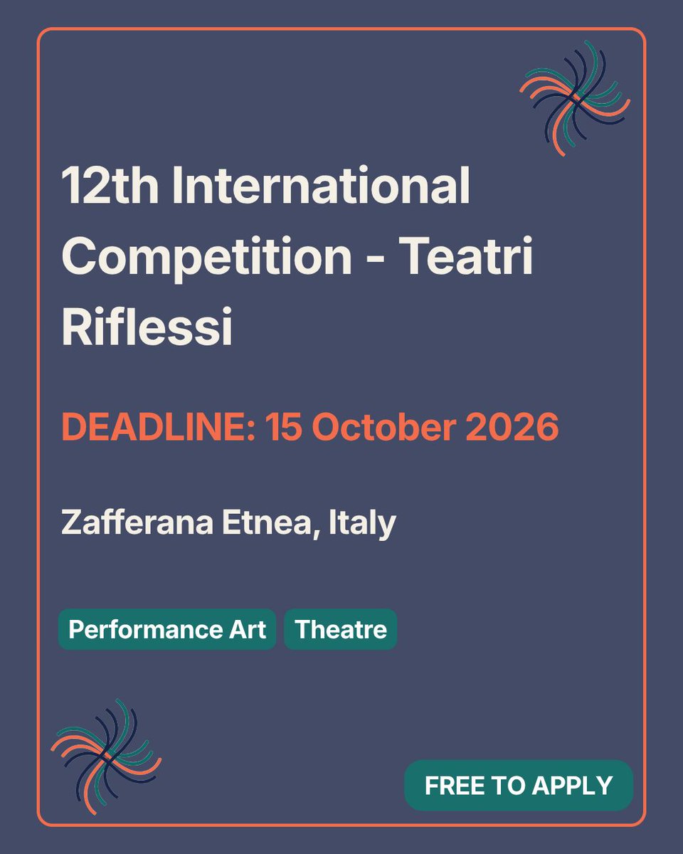 TheOCPlive's tweet photo. The competition is open to emerging theatre and performance makers, offering selected artists the opportunity to present their work as part of the festival programme in Italy.

Deadline: 30 September 2026
Full details via the link in bio.
#PerformingArts #TheatreArtists #TheOCP https://t.co/RpU5TqPOm0