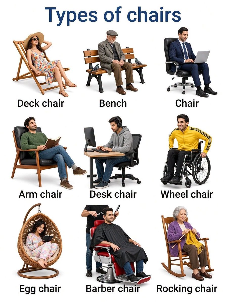 AnglictinaBezB's tweet photo. Types of chairs https://t.co/IP6hmDITbc