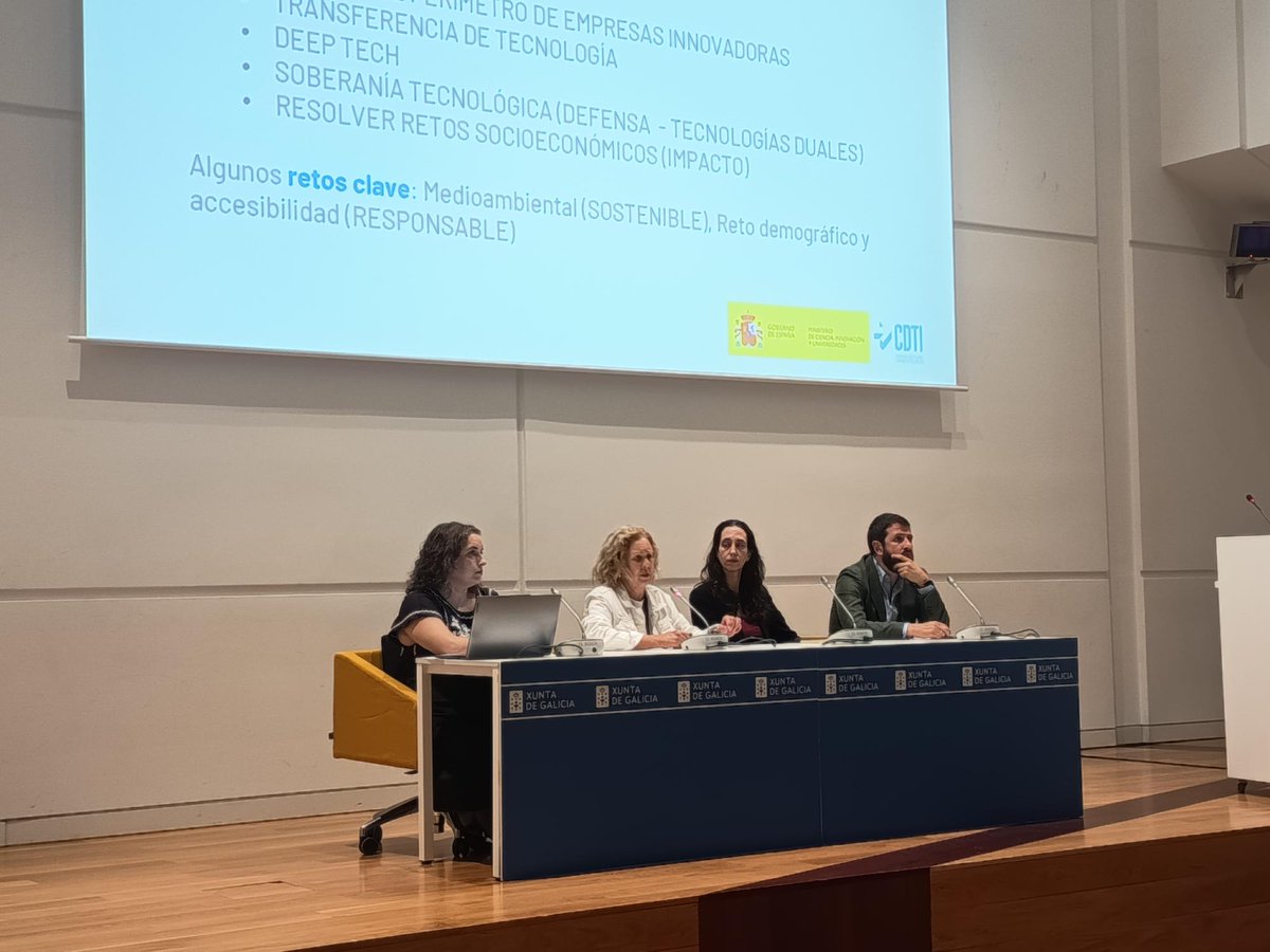 CDTI_innovacion's tweet photo. 📸 El @CDTI_innovacion ha participado en la sesión informativa sobre la próxima convocatoria #InnterconectaSTEP 2026 en Santiago de Compostela, organizada por la Agencia Gallega de Innovación

💡 Una oportunidad para impulsar en #Galicia proyectos de I+D en cooperación en #TecnologíasDigitales, #TecnologíasLimpias y #Biotecnología, mejorando la #competitividad de la industria

#AyudandoCrearFuturo #FondosEuropeos #FEDERCDTI #AyudasCDTI #Innovación #Ecosistema