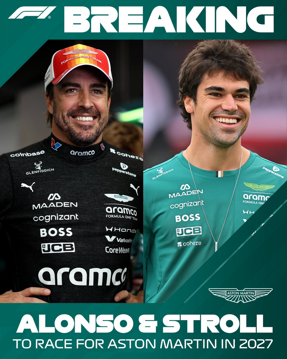 F1's tweet photo. BREAKING: Fernando Alonso and Lance Stroll will both race with Aston Martin once again in 2027!

#F1 https://t.co/BMM1VS6MGL