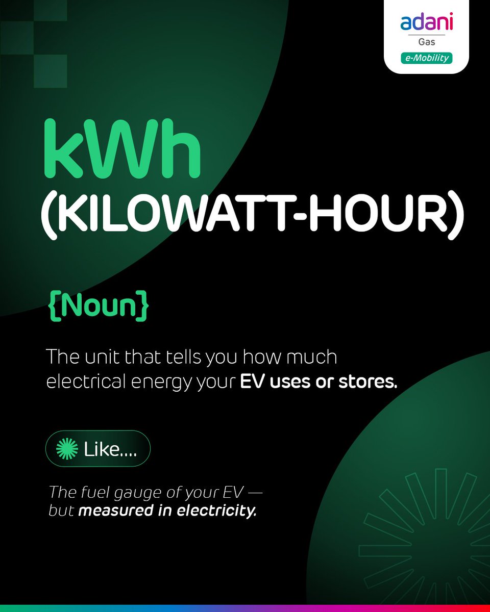 AdaniEMobility's tweet photo. EV terms made simple, so every journey feels more confident. Find your nearest Adani Gas EV Charging Station on the Adani Gas EV Charging App and stay powered wherever you go. https://t.co/VV6Z8UruXp