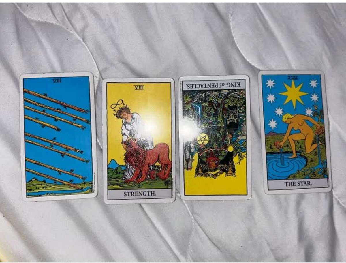 Battlebeast0's tweet photo. Join me as I Demystify this 4 card psychic Enquiry. 

This Individual asked "What awaits Her in Relationship with the next six months" 🗓️

The Divine Energy doesn't Lie🪔💥,And knowledge is power. 

Check comments for the interpretation! https://t.co/02tQ9Bhm6H