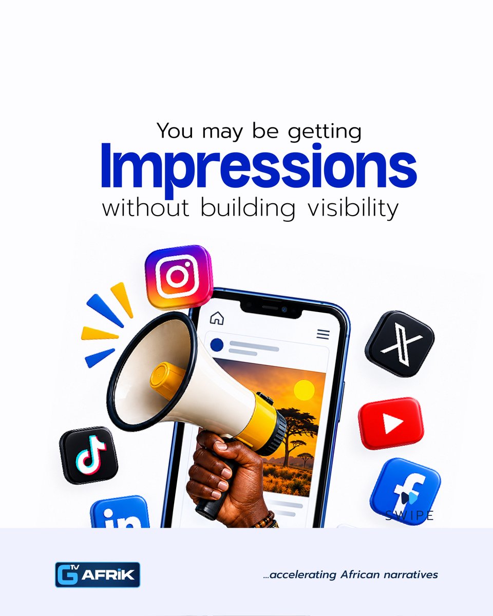 gtvafrik's tweet photo. You can get impressions without building real visibility.
Can the right audience find you without an introduction? Can they explain what you do after one look?
Score yourself. Where are the gaps?
#brandstrategy #visibility #africanbusiness #gtvafrik https://t.co/xHW5nlewcM