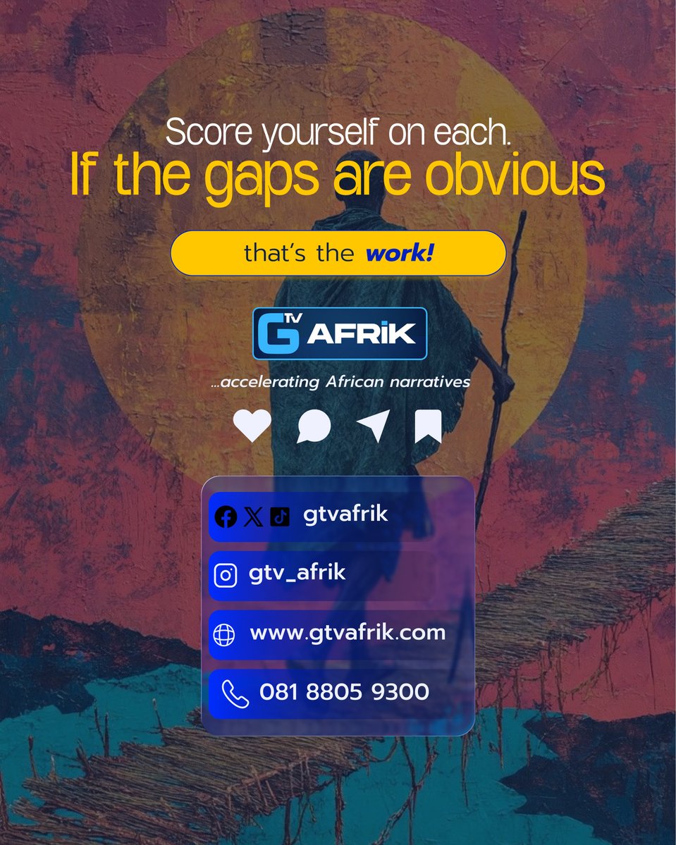 gtvafrik's tweet photo. You can get impressions without building real visibility.
Can the right audience find you without an introduction? Can they explain what you do after one look?
Score yourself. Where are the gaps?
#brandstrategy #visibility #africanbusiness #gtvafrik https://t.co/xHW5nlewcM