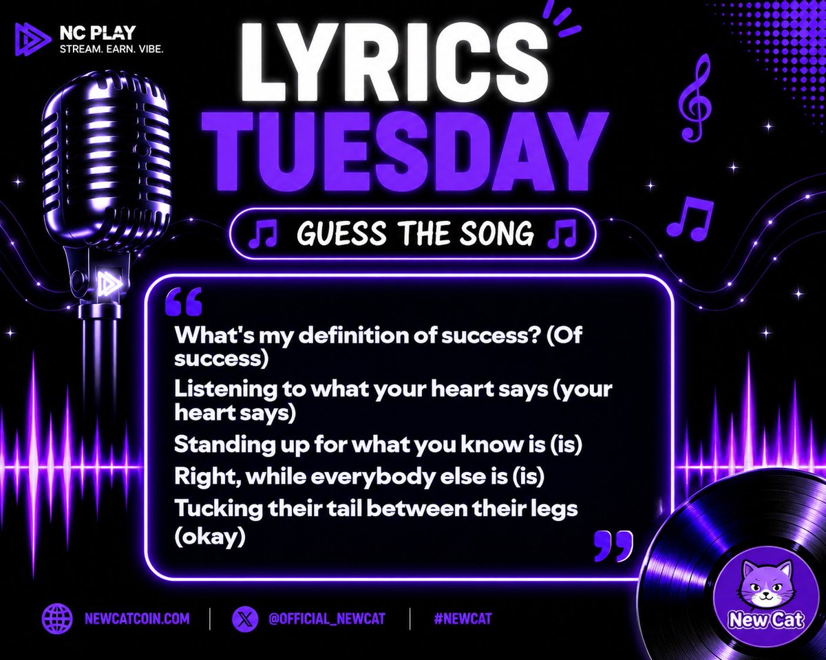 Official_NewCat's tweet photo. Lyrics Tuesday is here again!

Can you guess the song and artist? 👀

Drop your answer in the comments. 🤍💜 https://t.co/3gOaQuYip3