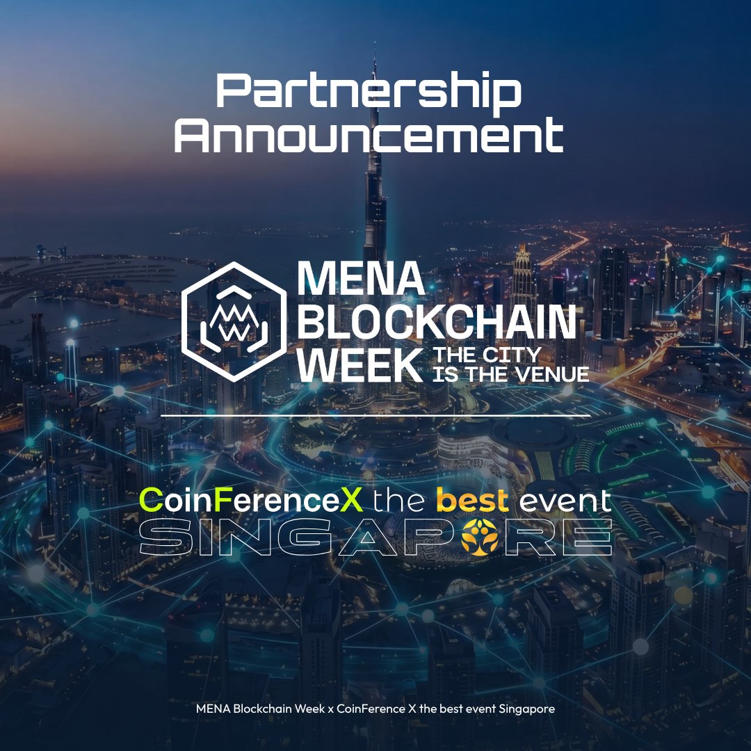 MENABCW's tweet photo. Dubai 🤝 Singapore 🇦🇪 🇸🇬

MENA Blockchain Week Joins @CoinFerenceX Singapore 2026 as a Conference Partner.

5–6 Oct at Gardens by the Bay during Asia Crypto Week. 7,500+ curated attendees. Tier-1 VCs.

👇Read more. https://t.co/owsverb1JQ