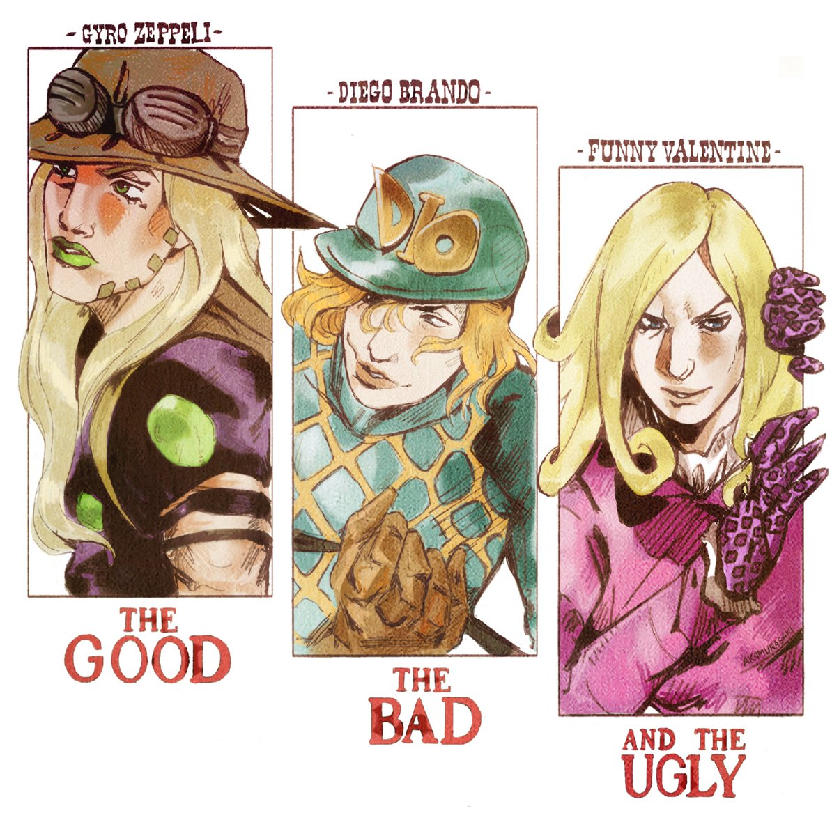 ak4murasaki's tweet photo. the good, the bad and the ugly 🐎⭐
#sbr #jjba https://t.co/sK9jD07J6E