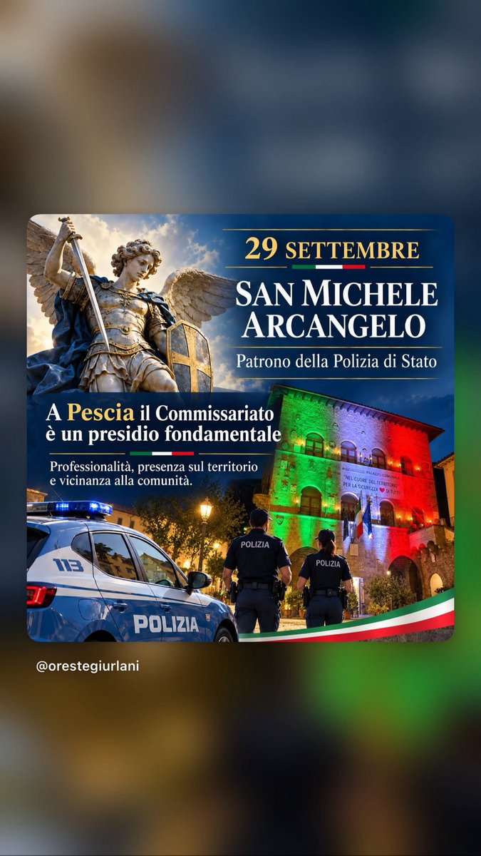 giurlani's tweet photo. Nel giorno del loro Patrono, il mio ringraziamento va a tutte le donne e gli uomini della Polizia di Stato e del Commissariato di Pescia.

Grazie per quello che fate  per la nostra comunità. 🇮🇹

#SanMicheleArcangelo #PoliziaDiStato #Pescia #Sicurezza #Legalità #Territorio #Grazie https://t.co/BNCiIihndb