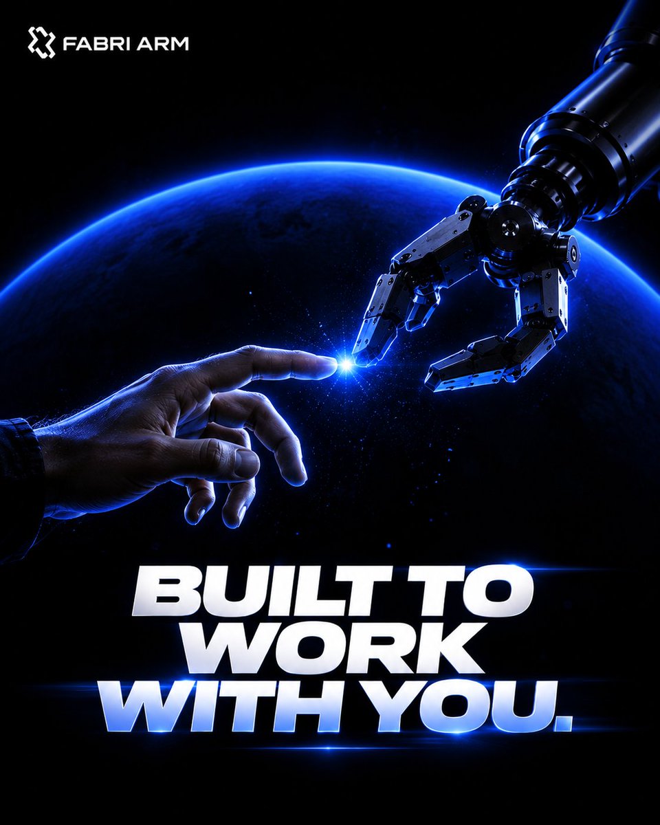 fabriroboticarm's tweet photo. Advanced technology designed with a human touch. 🤝 Fabri Arm isn't just a machine—it’s your ultimate collaborator on the factory floor.Built to work with you.   #CollaborativeRobotics #Industry40 #SmartManufacturing #FabriArm https://t.co/NYEI78D2lb