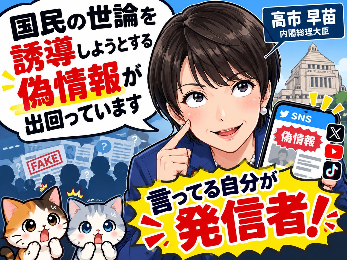 JackMasamitsu's tweet photo. 偽情報にご注意！
#高市早苗 #内閣総理大臣
#高市モームリ https://t.co/btDsgIPqIi