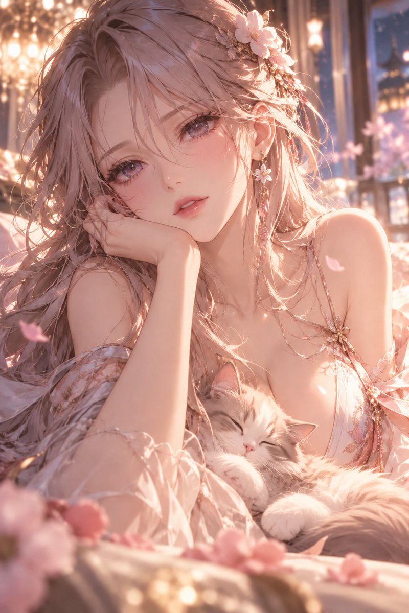 RimaAILab's tweet photo. 特等席は、どうやらここらしい🐈💕
自分好みのアニメ：リアルの比率を手探り中～

#AIイラスト #AIアート https://t.co/41d4Qldquh