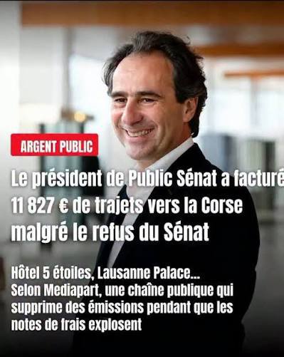 Marcel81048792's tweet photo. Le président du sénat Jean Emmanuel Casalta paie ses allers- retours en Corse avec de l'argent public
#Mediapart révèle qu'il utilise ses notes de frais pour régler des dépenses personnelles dont des billets d'avion vers sa résidence principale a Ajaccio et des hôtels grand luxe https://t.co/N8bw500Cxu