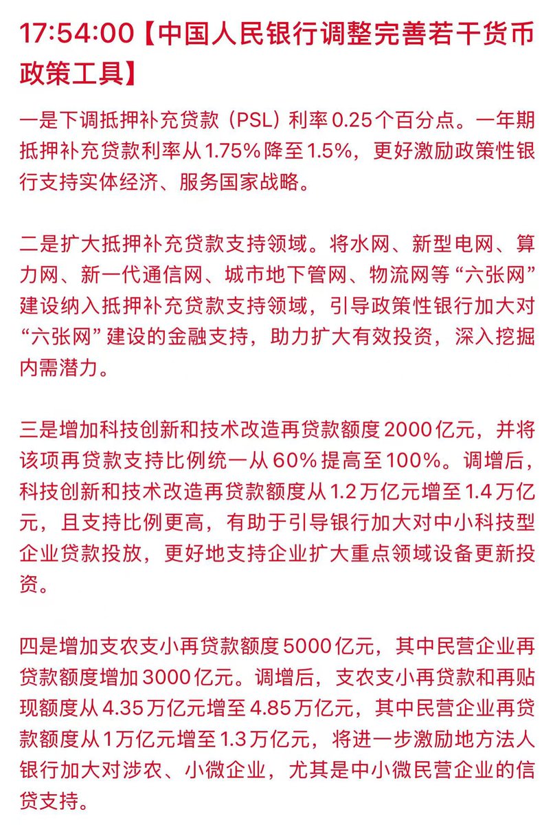 9andrey9's tweet photo. 央行贴息和释放流动性，总体对A股是大利好，受益方向“六张网”，最大受益者是科技创新方向。 https://t.co/1ojPWP7UUv