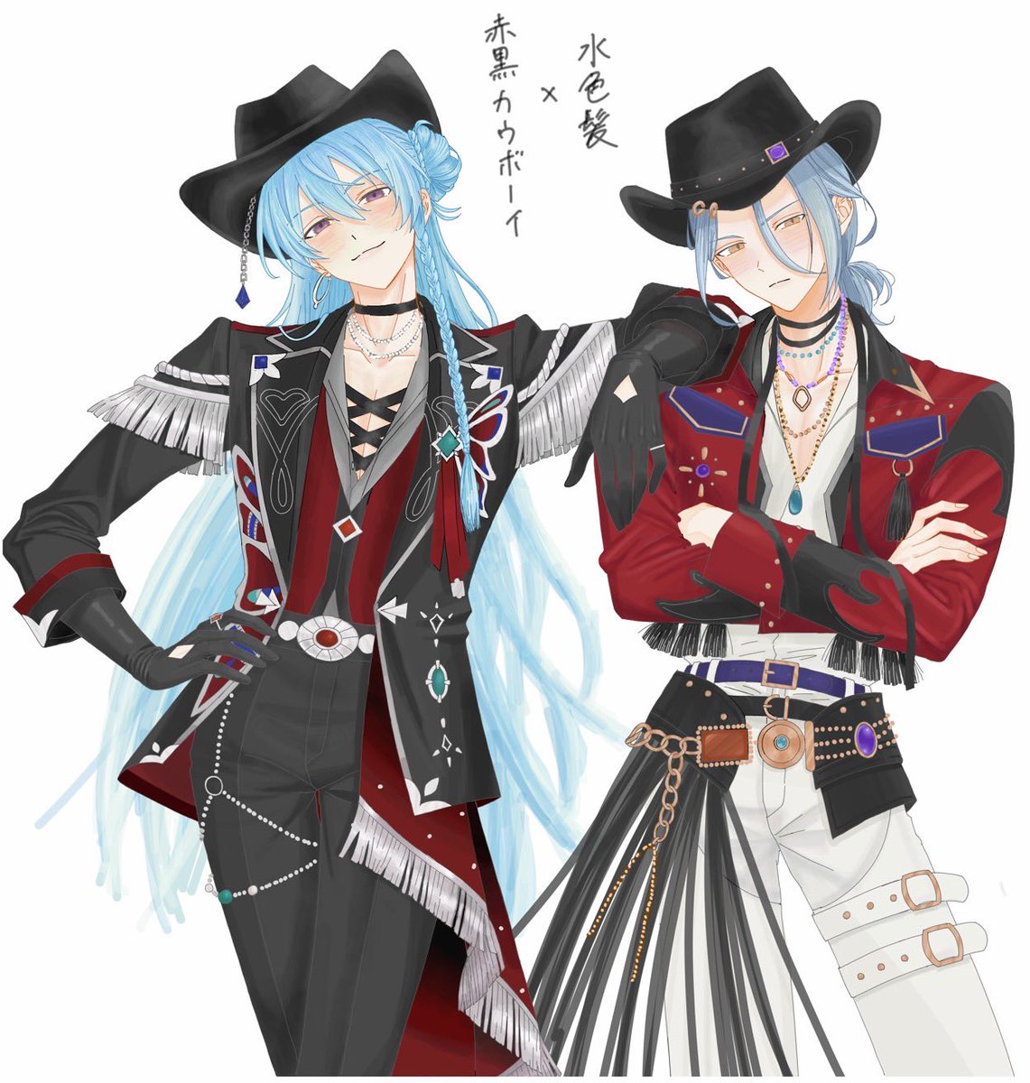 ey88qy's tweet photo. 絵チャ産 水色髪カウボーイ達🤠 https://t.co/2O0NRdPuwa