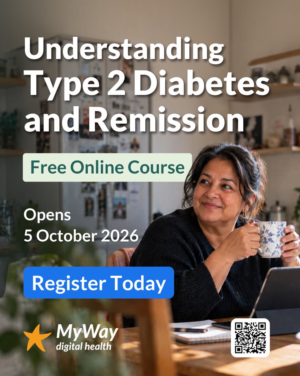 MyWayDigital's tweet photo. Interested in type 2 diabetes remission?
Our free online course opens 5 October for people in Greater Manchester, Somerset, North East London &amp; Haringey.
💬 Live expert Q&amp;A: 7 October, 6–7pm
Register: https://t.co/wK3Zdqkh7V

#GBdoc #Type2Remission https://t.co/iMrpSGWlZi
