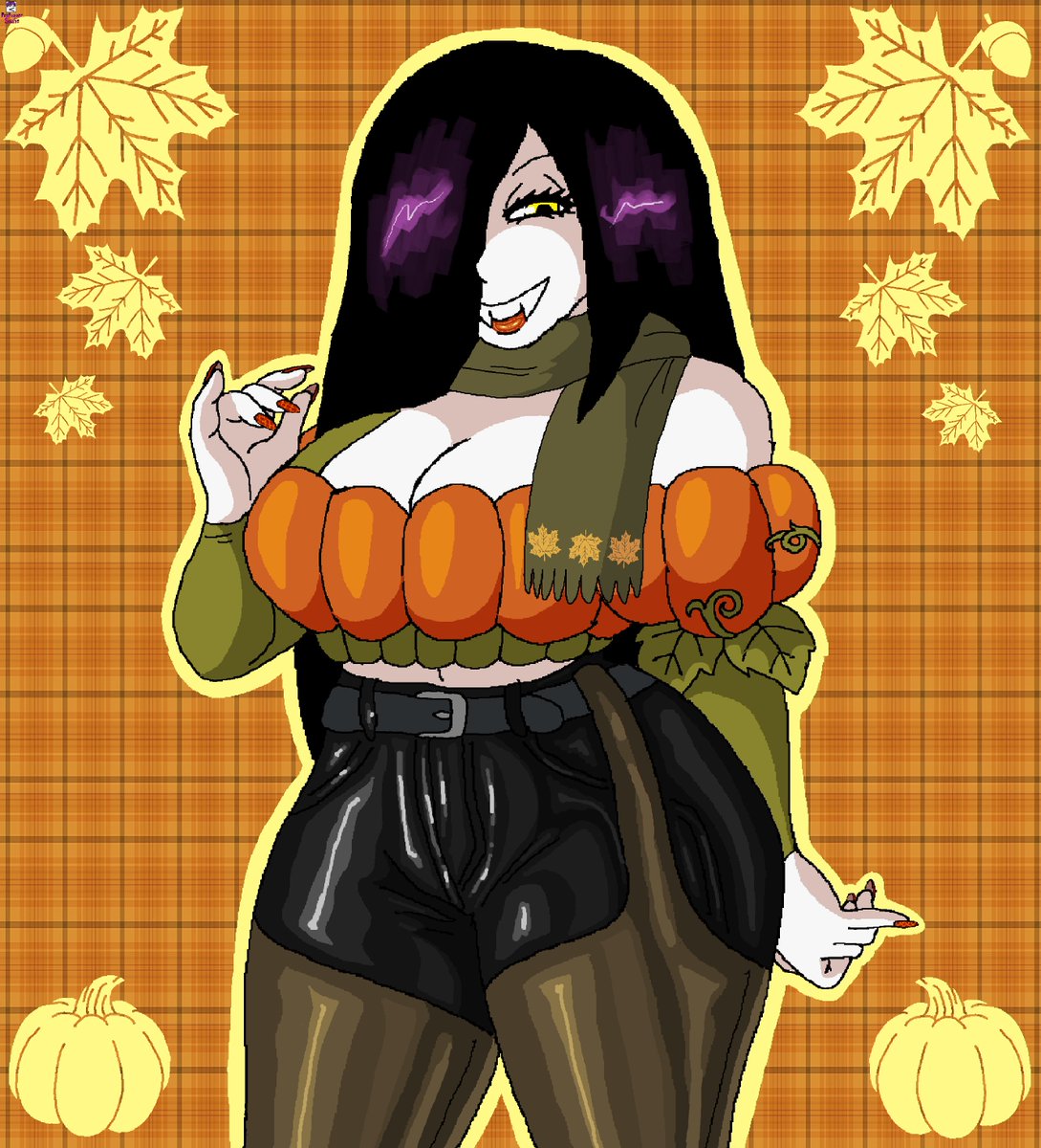 Psychopathfilm1's tweet photo. Pumpkin and spice and Whitney looks nice 🎃🍄🍂🍁

#Oc #OriginalCharacters #Autumn #Vampires https://t.co/u6kQPRLCfP