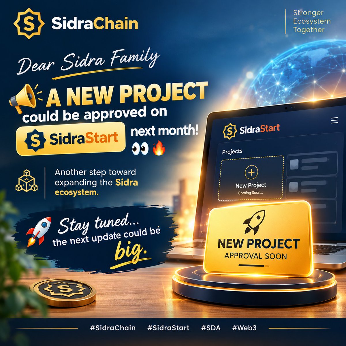 sidra_updates's tweet photo. Dear Sidra Family ๐
๐๐ฅ A NEW PROJECT could be approved on SidraStart next month!
Another potential step toward expanding the Sidra ecosystem.
Stay tunedโฆ the next update could be exciting! ๐
#SidraChain #SidraStart #SDA #Web3 https://t.co/d95PZ9G93f
