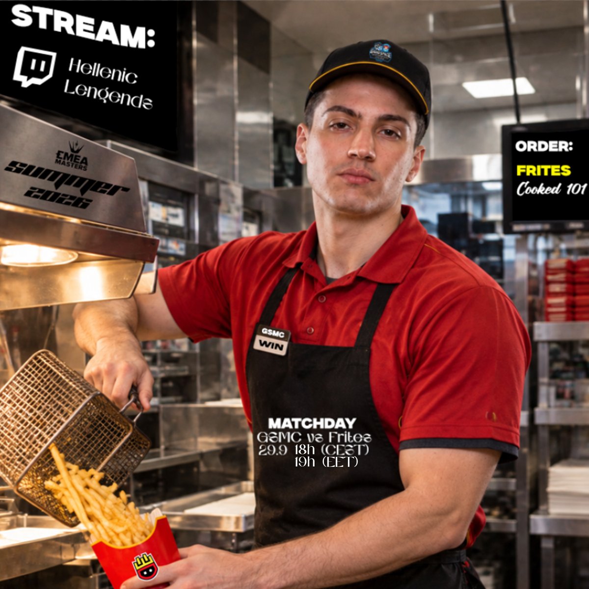 GamespaceEsport's tweet photo. Hungry for more? 🍟

Gameday Vs. @FritesEC 
6PM CEST | 7PM GR 
Live at https://t.co/uDjRqrJVBX

 #EMEA #GSMC https://t.co/3npOre86ZK
