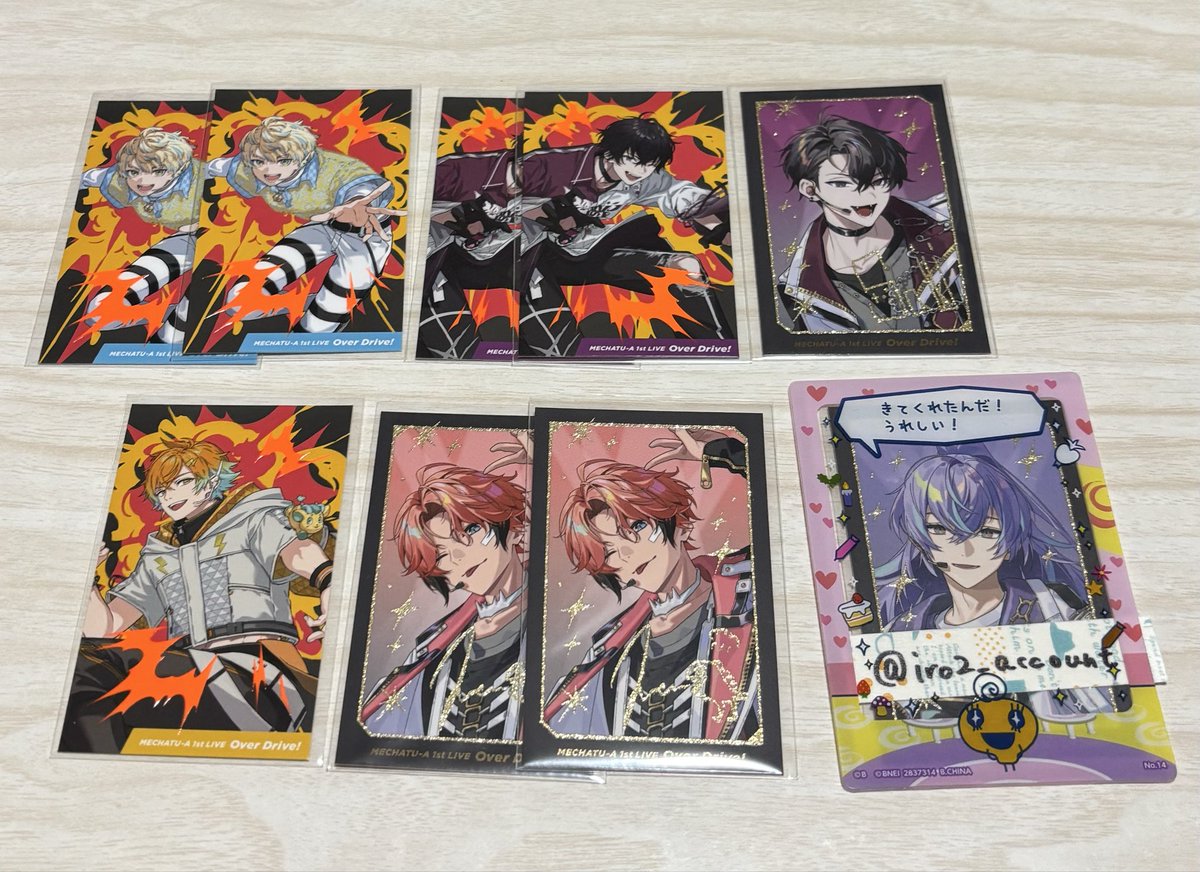 iro2_account's tweet photo. 【交換】にじさんじ MECHATU-A めちゃつえー ライブ グッズ Over drive! 1st LIVE ランダムカード

【譲】画像1枚目、2枚目
【求】同種🐙🌟

郵送または都内でのお取引になります。
お気軽にお声掛けください。 https://t.co/6zxWkvVqlI