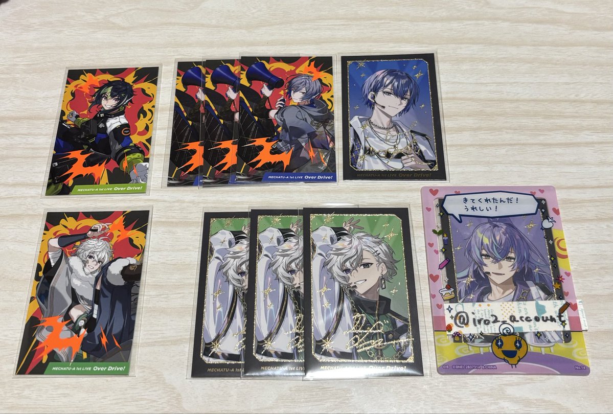 iro2_account's tweet photo. 【交換】にじさんじ MECHATU-A めちゃつえー ライブ グッズ Over drive! 1st LIVE ランダムカード

【譲】画像1枚目、2枚目
【求】同種🐙🌟

郵送または都内でのお取引になります。
お気軽にお声掛けください。 https://t.co/6zxWkvVqlI